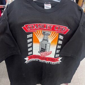 Vintage Detroit Red Wings 2002 Stanley Cup Champions Graphic Baggy Oversized Tee